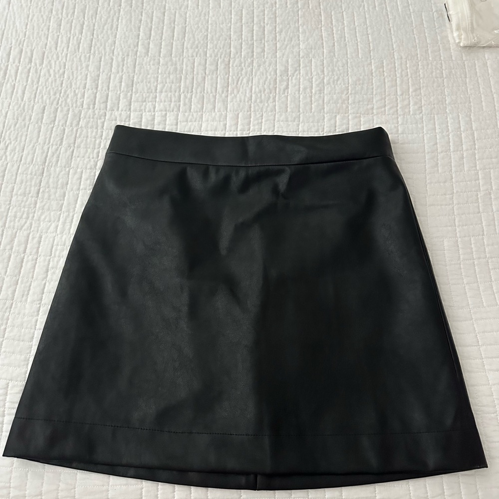 J. Crew Black A-Line Mini Vegan Leather Skirt